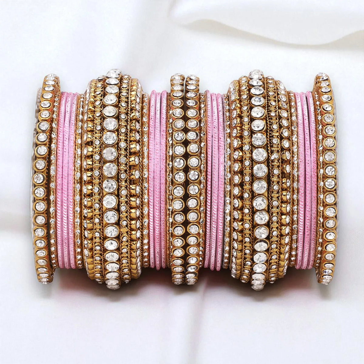 Stone Bangle Set with Shimmer Bangles | Traditional Party & Bridal Jewelry | Indian Wedding Bangles