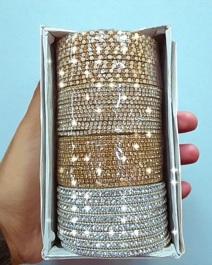 Stone Bangles Combo Box for Matching with Matte Finish Metal Sets