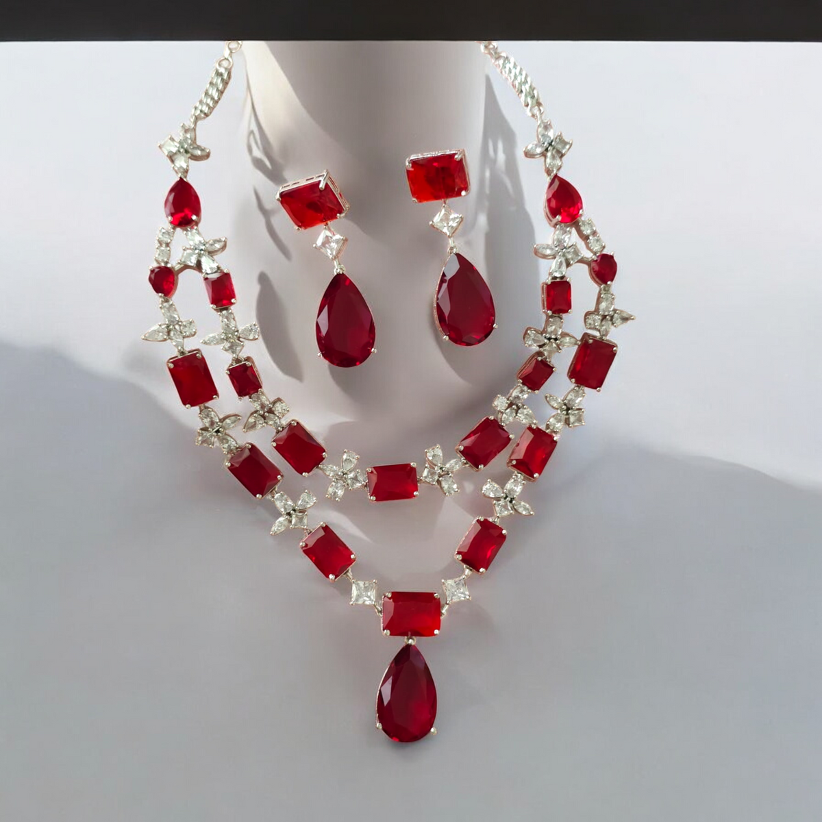 Elegant Wedding AD Necklace Earring set, Bridal AD Necklace, AD earring, CZ Necklace, Bollywood Jewelry Set, Pakistani AD Jewelry Set