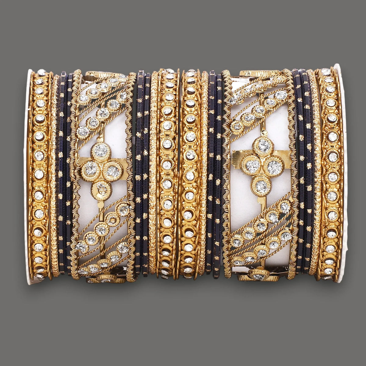 Golden Dotted & Stone Bangle Set | Traditional Party Wear Bangles