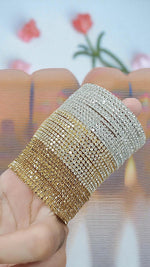 Premium Sparkling Multi-Row Diamond Cut Stone Bangles Gold & Silver Finish