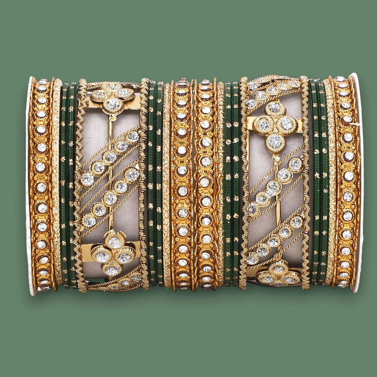Golden Dotted & Stone Bangle Set | Traditional Party Wear Bangles