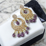 Chandbali AD Bridal Indian Jewelry Set, CZ Chandbali, AD Earrings, Bridal AD Jewelry, Wedding CZ Earrings Set, Indian Earring Set