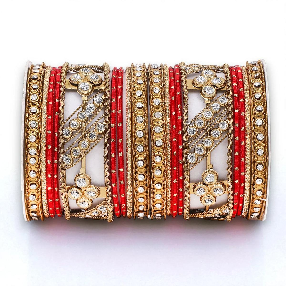 Golden Dotted & Stone Bangle Set | Traditional Party Wear Bangles