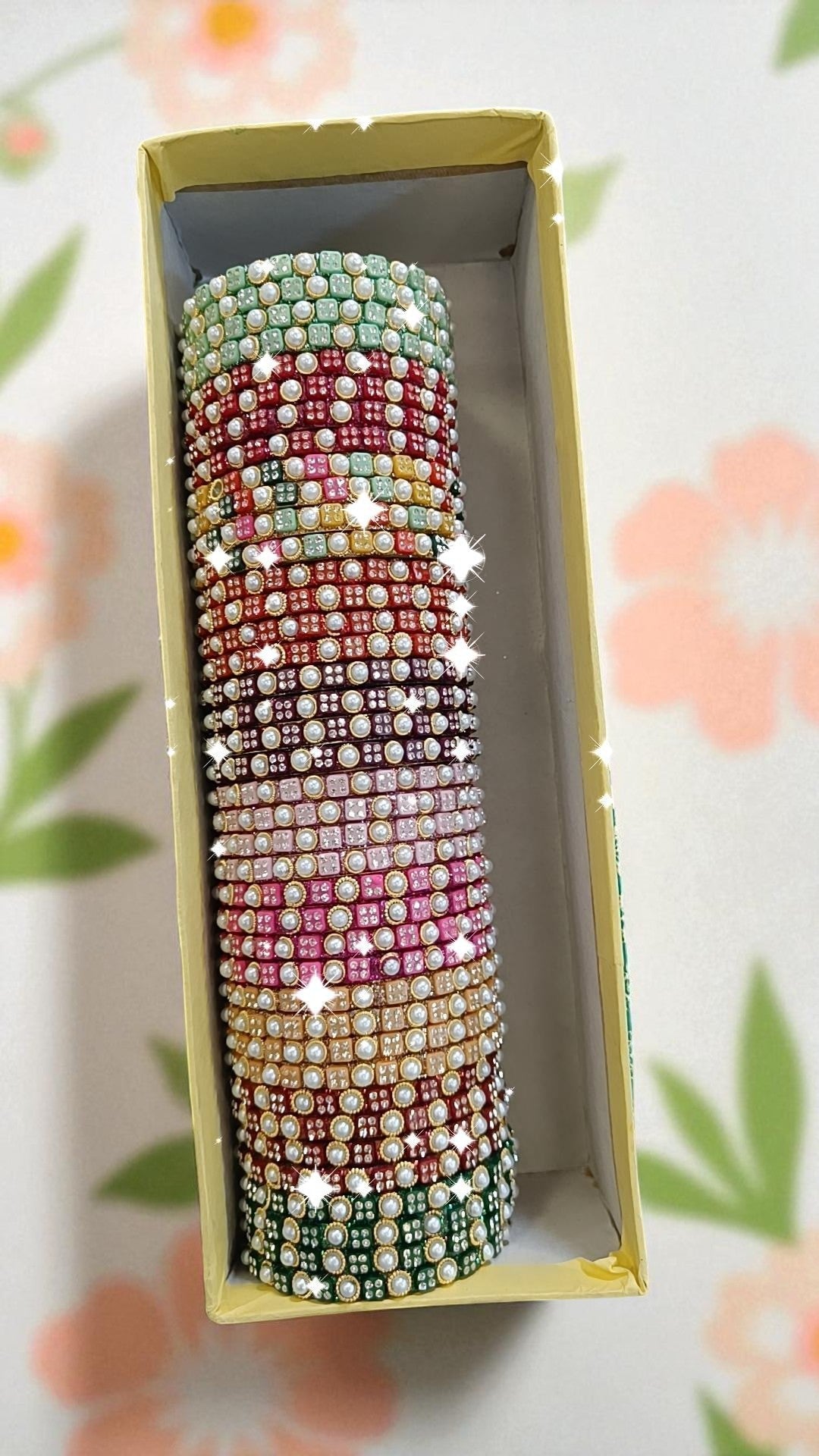 10 Set Plastic Bangles Combo Box Colorful Traditional Stackable Bangles for Women & Girls