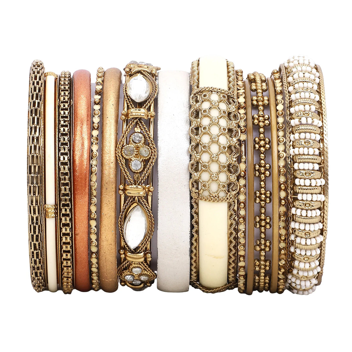 Modern Tribal Bangle Stack – Set of 14 | Boho Ethnic Jewelry
