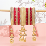 Traditional Jhumki Bangle Set with Golden Dotted Bangles | Ethnic Bridal Jewelry