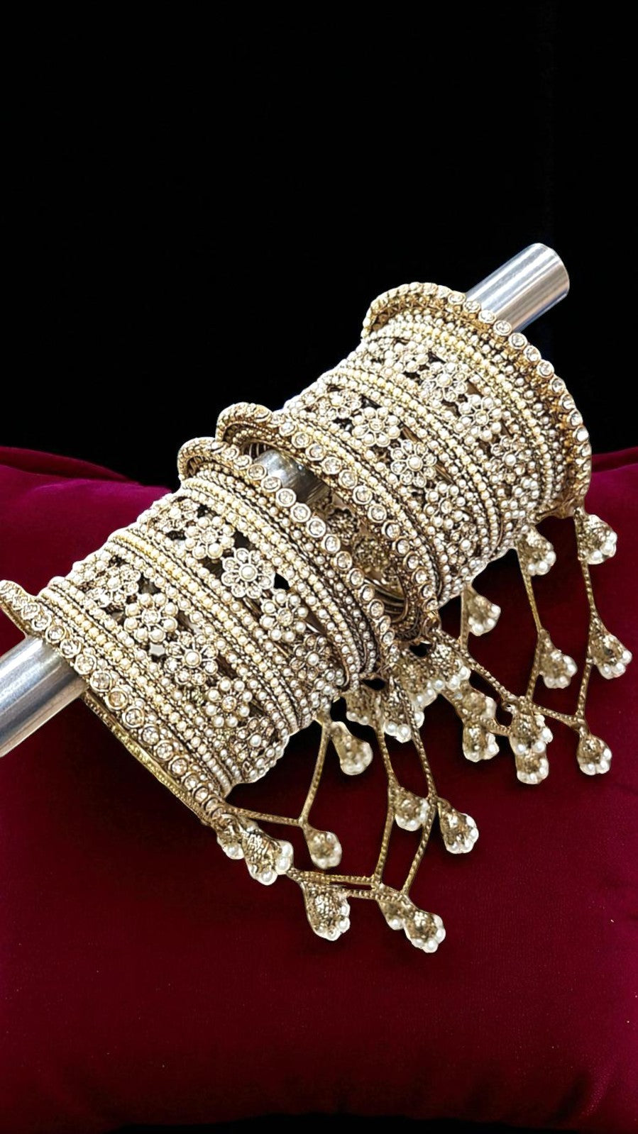 Beautiful Kalira Joint Latkan Bangles with Jhumki Bridal Stylish Gold Plated Kada Set