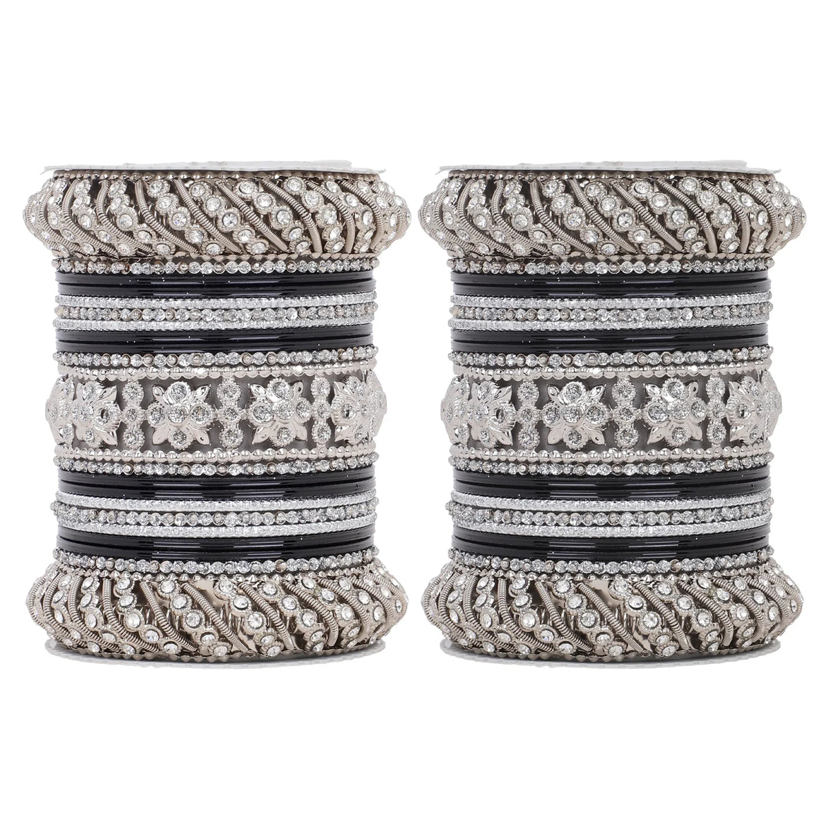 Silver Pacheli Bangle Set | Traditional Ethnic Jewelry for Weddings & Festivals
