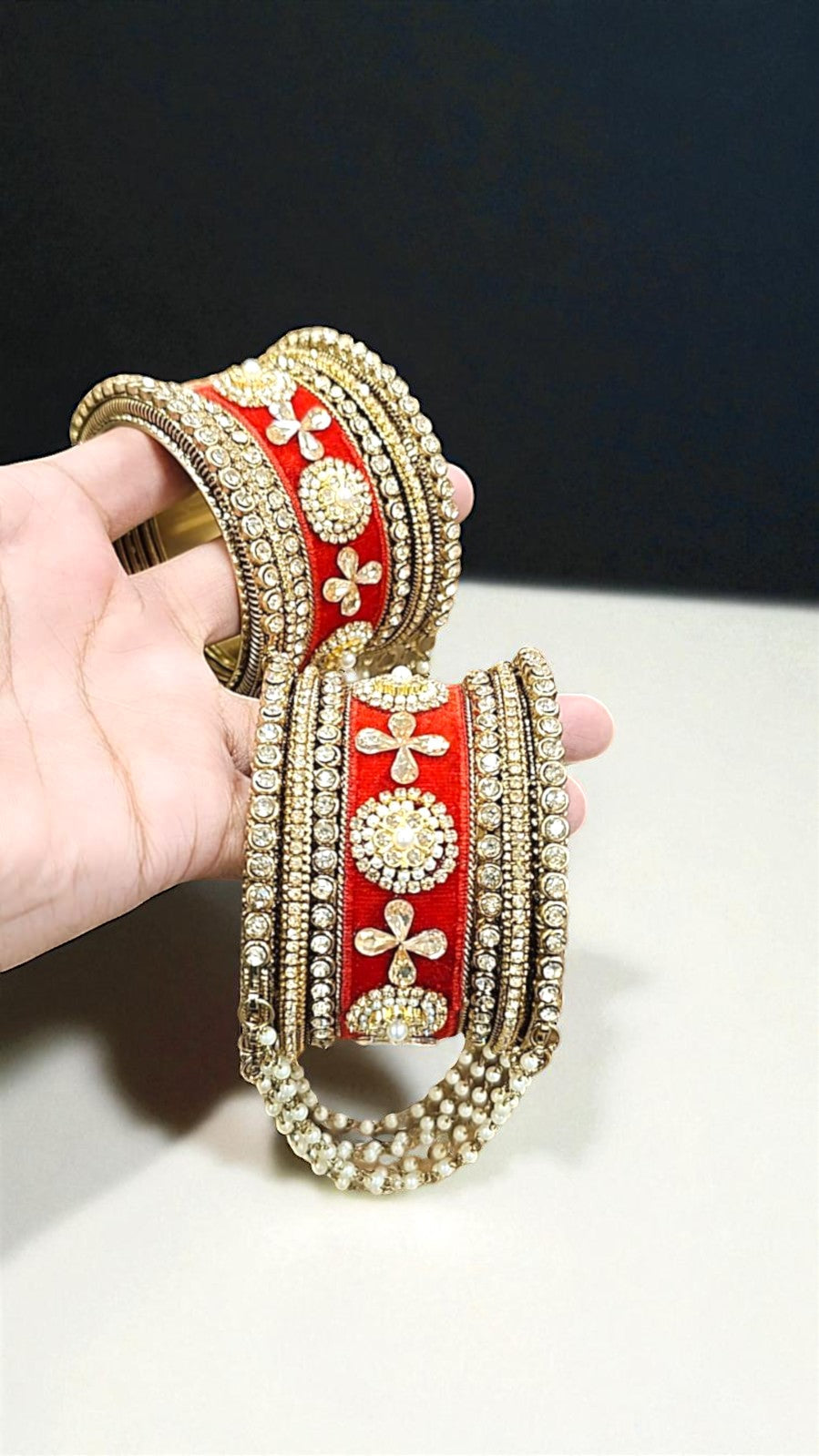 Royal Velvet Stone Jewelry Set with Matching Joint Jhumar Bangles – Bridal & Festive Elegance