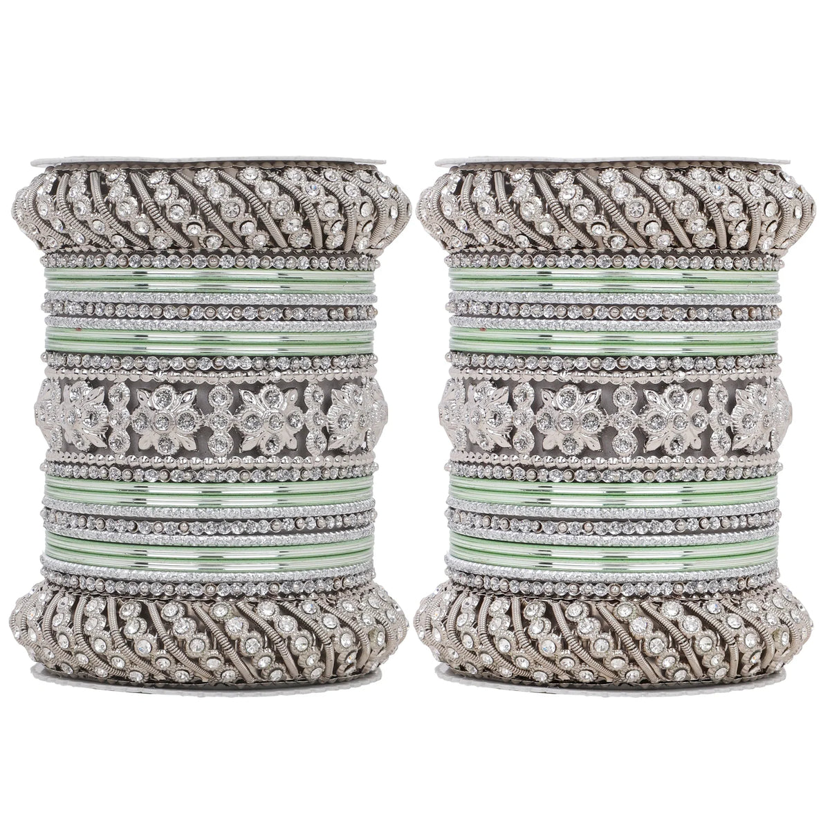 Silver Pacheli Bangle Set | Traditional Ethnic Jewelry for Weddings & Festivals