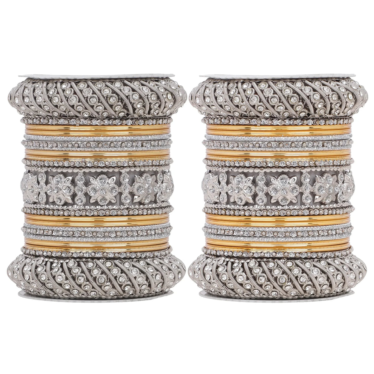 Silver Pacheli Bangle Set | Traditional Ethnic Jewelry for Weddings & Festivals