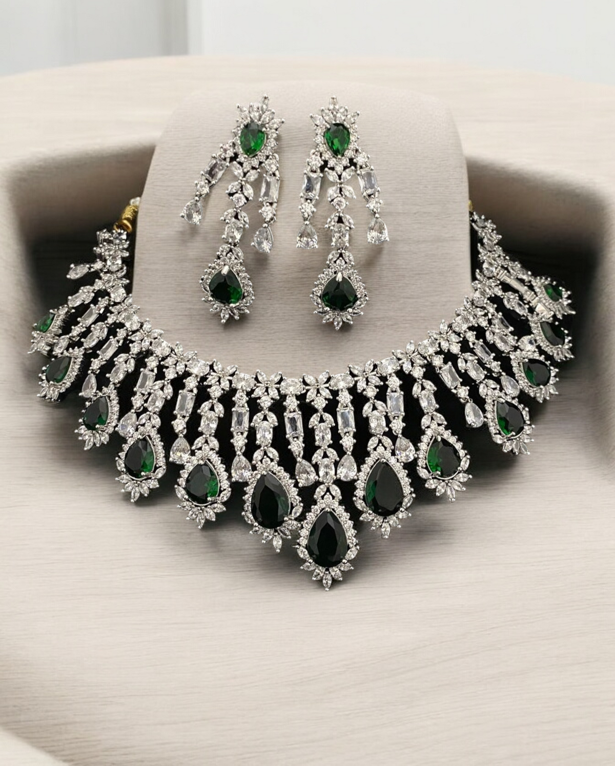 AD Necklace CZ Earrings Pakistani Jewelry Set, Pakistani AD Jewelry, Indian Bridal Jewelry, Bollywood AD Earrigns, Bridal Necklace Set