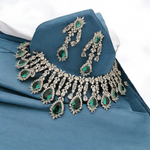 AD Necklace CZ Earrings Pakistani Jewelry Set, Pakistani AD Jewelry, Indian Bridal Jewelry, Bollywood AD Earrigns, Bridal Necklace Set