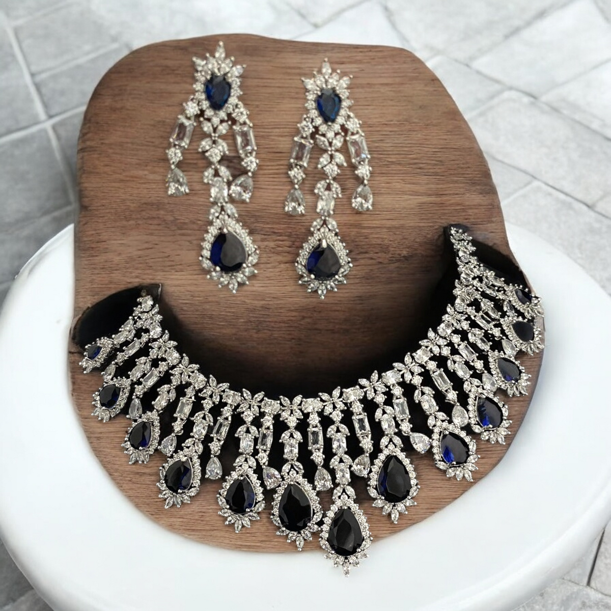 AD Necklace CZ Earrings Pakistani Jewelry Set, Pakistani AD Jewelry, Indian Bridal Jewelry, Bollywood AD Earrigns, Bridal Necklace Set