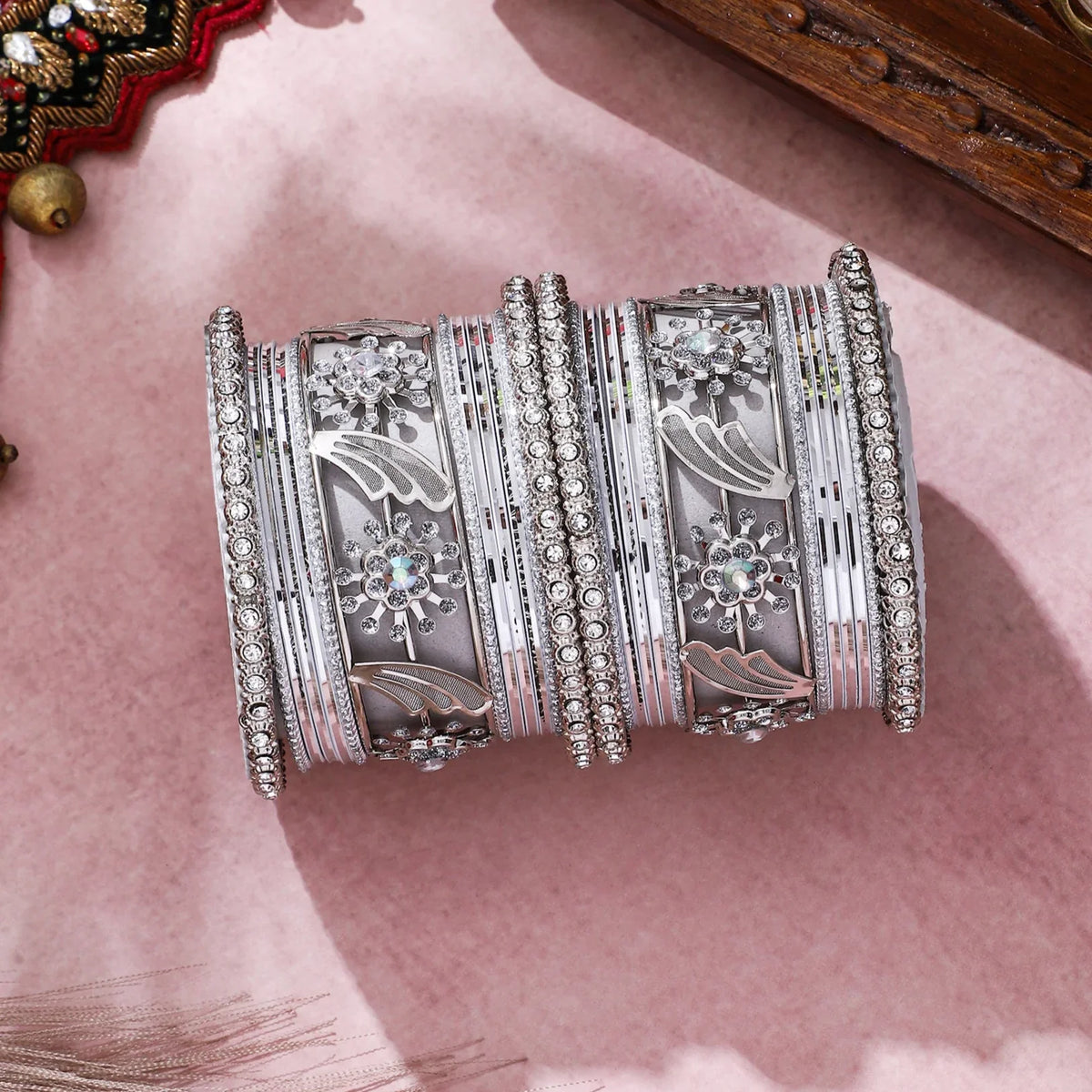 Silver Bridal Bangle Set | Elegant Wedding Jewelry for Brides