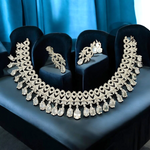 Indian CZ Choker Earrings Bridal Jewellery Set, Indian AD Choker, CZ earrings Set, Wedding AD Jewelry, Pakistani Jewelry Set