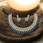 Indian CZ Choker Earrings Bridal Jewellery Set, Indian AD Choker, CZ earrings Set, Wedding AD Jewelry, Pakistani Jewelry Set