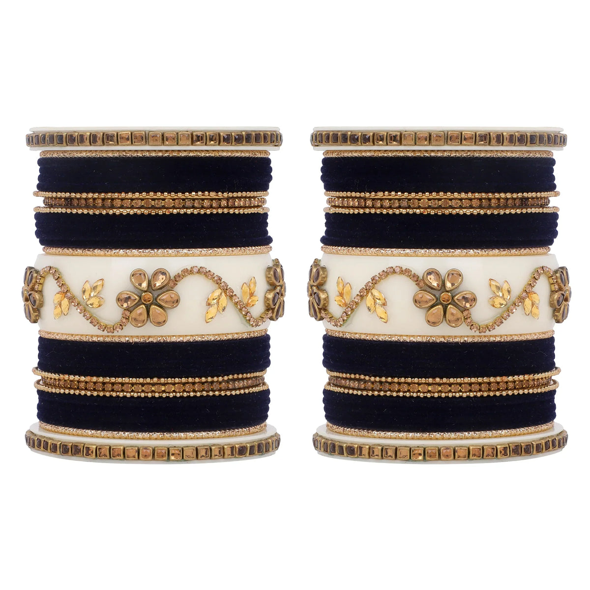 Bridal Velvet Bangle Set with Elegant Stone Work