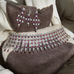 American Diamond Premuim Choker Earrings Mangtika Set, Indian AD Necklace Set, Earrings CZ Set, Bridal Jewelry set, Mangtika Set, AD Maangtika Set