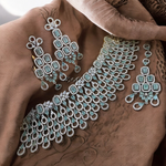 Wedding Choker Earrings Maang Tika AD Jewellery Set, AD Maangtika With Choker, Necklace Earrings Set, AD Earrings