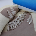 Wedding Choker Earrings Maang Tika AD Jewellery Set, AD Maangtika With Choker, Necklace Earrings Set, AD Earrings