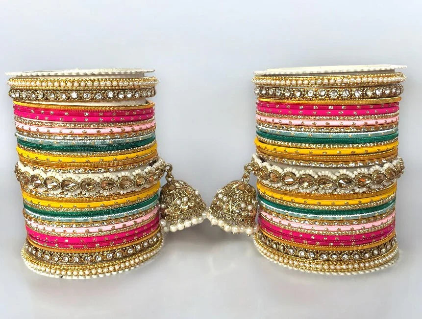 Multi Jhumki Style Bangle Set for Both Hands – Traditional Bridal Jewelry