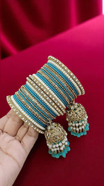Beautiful Crystal Jhumar Bridal Bangle Set Elegant Traditional Wedding Jewelry