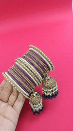 Beautiful Crystal Jhumar Bridal Bangle Set Elegant Traditional Wedding Jewelry