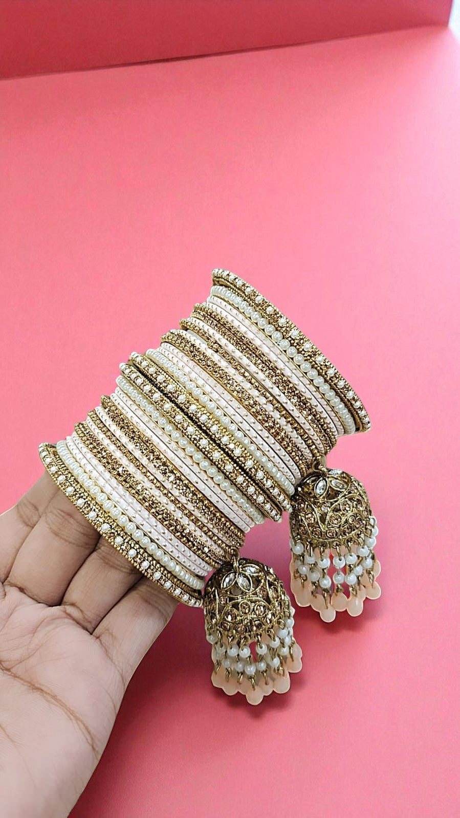 Beautiful Crystal Jhumar Bridal Bangle Set Elegant Traditional Wedding Jewelry