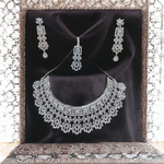 American Diamond Choker Necklace Bollywood Jewellery Set, Bollywood AD Jewellery, CZ Choker Earrings, Indian AD Choker, Pakistani Jewelry Set