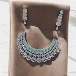 American Diamond Choker Necklace Bollywood Jewellery Set, Bollywood AD Jewellery, CZ Choker Earrings, Indian AD Choker, Pakistani Jewelry Set