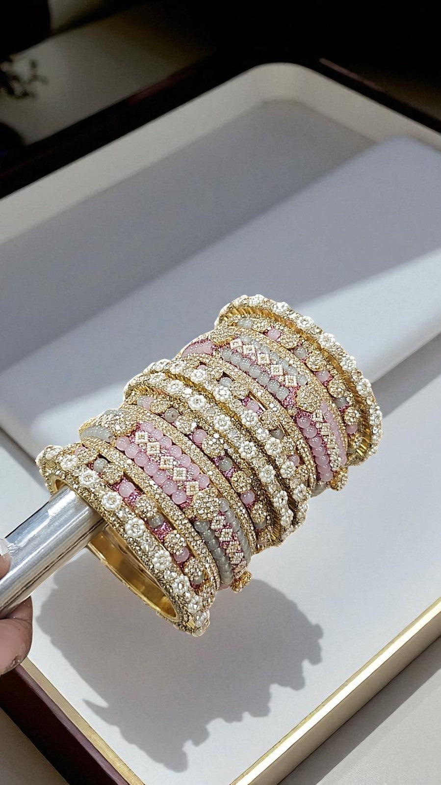 Shadow Gold Stone Bangles Set | Colorful Full Betki Bangles for Women | Traditional Indian Jewelry