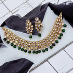 Green Kundan Stylish Choker Pearl Earrings Set, Pearl Bridal Choker, Pearl Earings Set, Bollywood Necklace Earrings, Pakistani Kundan Necklace Set