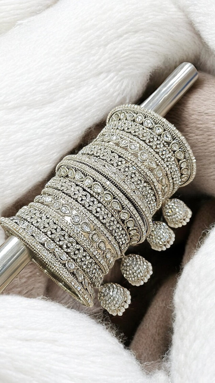 Traditional Jhumki Kundan & Stone Bangles Set | Indian Jewellery | Bridal Bangle Set | Premium Indian Bangles Set