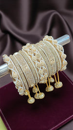 Magic Moti Stone Bangle Set – Gold-Plated Handcrafted Bangles with Pearl & Stone Detailing