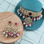 Bridal American Diamond Choker Earrings Jewelry Set, CZ Choker Set, Indian AD Choker, Indian AD Earrings Set, Bollywood Earrings Set