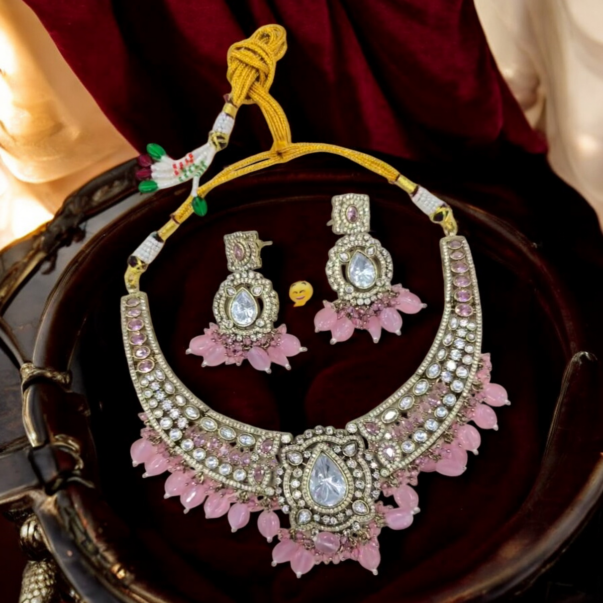 Premium Designed AD Wedding Necklace Jewellery Set, Premium AD Necklace Earrings, Premium CZ Earrings Set, Premium Indian AD Jewellery, Premium Bridal Necklace Earrings Set, Premium CZ Pakistani Jewelry