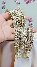 Beautiful Kundan Jhumar Bangle Set – Gold-Plated Traditional Bridal Jewelry