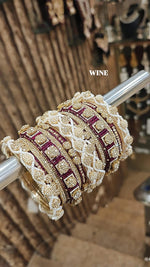 Stone Shadow Bangle Set with Moti Touch – Elegant Gold-Tone Traditional Jewelry