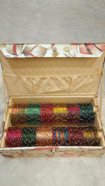 Glossy Stone Glass Bangles with 2-Roll Box – 12 Dozen in 12 Vibrant Colours