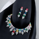Exquisite Indian CZ Necklace Earring Jewellery Set, CZ Jewellery Set, Bridal AD Set, Wedding AD Necklace, Indian CZ Earrings, Bollywood CZ Jewellery