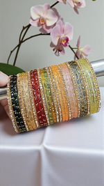 Radiant Gold Drop Glass Bangles – Elegant Multicolor Touch of Tradition