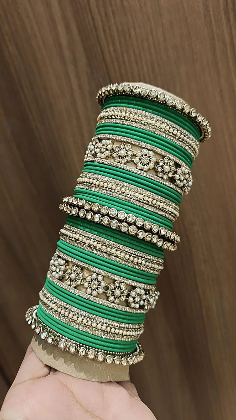 Royal Purple Bridal Stone & Pearl Bangle Set – Elegant Wedding Collection