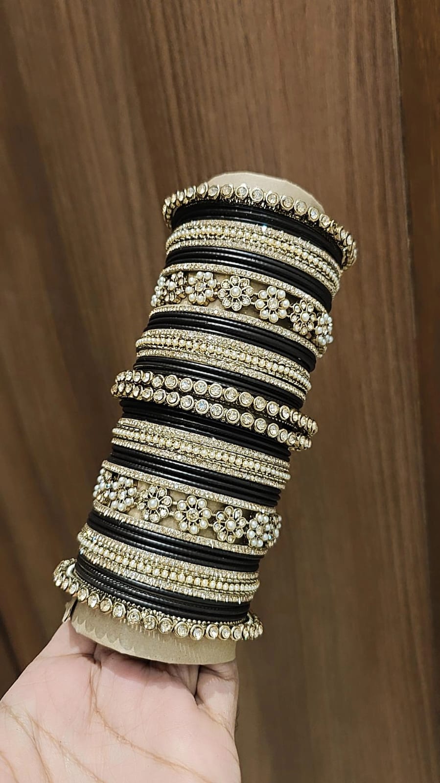 Royal Purple Bridal Stone & Pearl Bangle Set – Elegant Wedding Collection