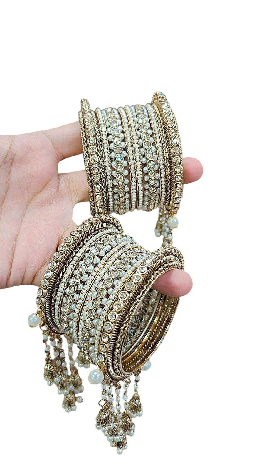 Khushi Moti Jhumri Bangles Set – Elegant Pearl-Studded Traditional Beauty - Libasaa.com