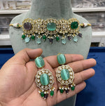Pakistani CZ Choker Earrings AD Jewelry Set, Pakistani AD Jewelry, AD Jewelry, Cz Necklace Set, CZ earrings, Woman AD Choker, Bridal AD Earrings, Celebrity AD Choker, Celebrity AD Earrings Set, Celebrity CZ Jewellery Set