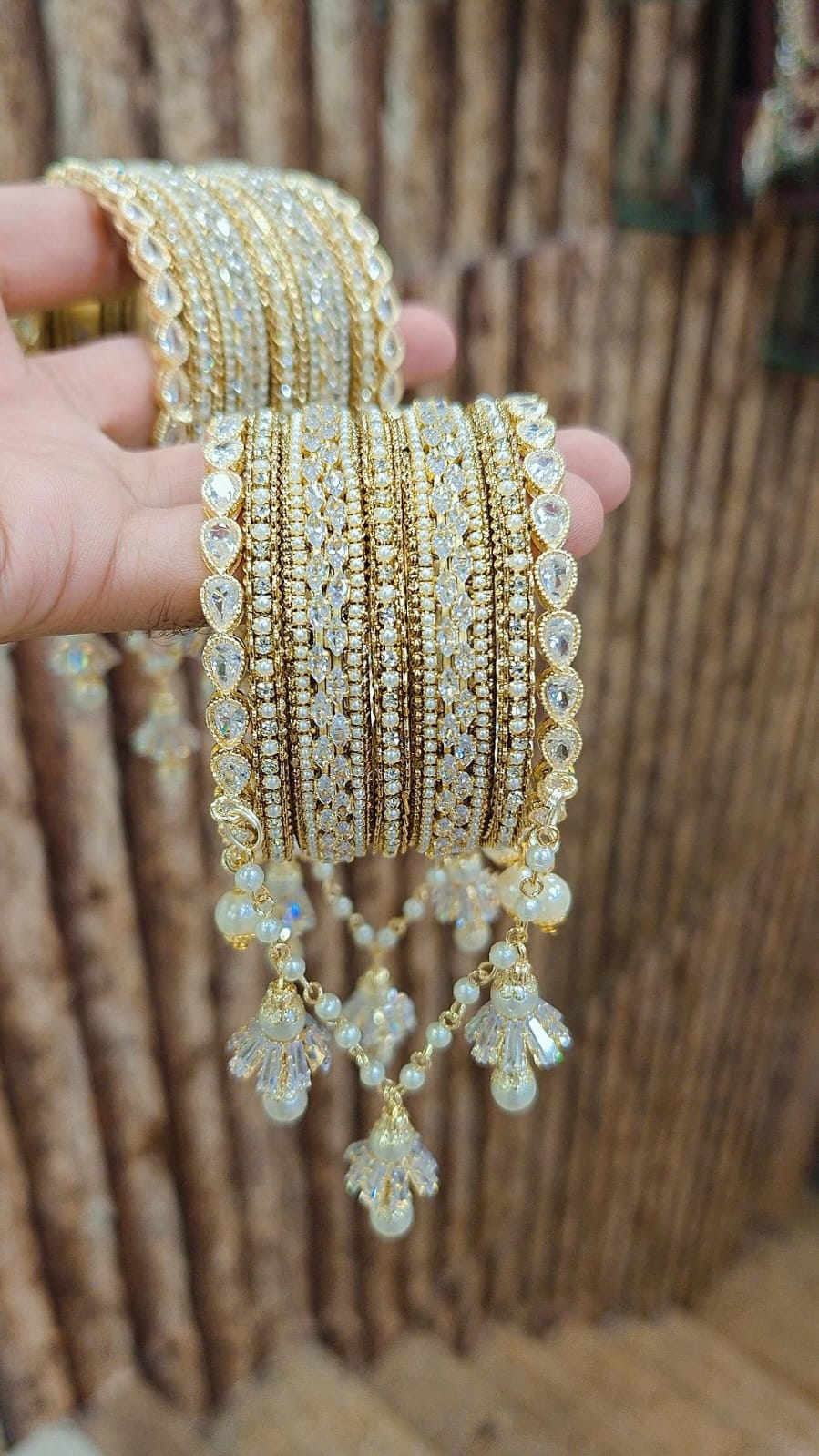 Premium AD Stone Jhumar Bangle Set β Perfect for Wedding Glamour π