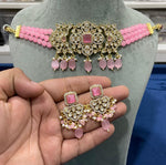 Celebrity Inspired AD Choker Earrings Set, CZ Celebrity Choker, Celebrity CZ Earrings Set, Celebrity AD Jewellery Set, Bollywood CZ Necklace Set