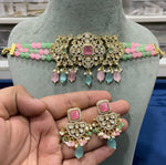 Celebrity Inspired AD Choker Earrings Set, CZ Celebrity Choker, Celebrity CZ Earrings Set, Celebrity AD Jewellery Set, Bollywood CZ Necklace Set